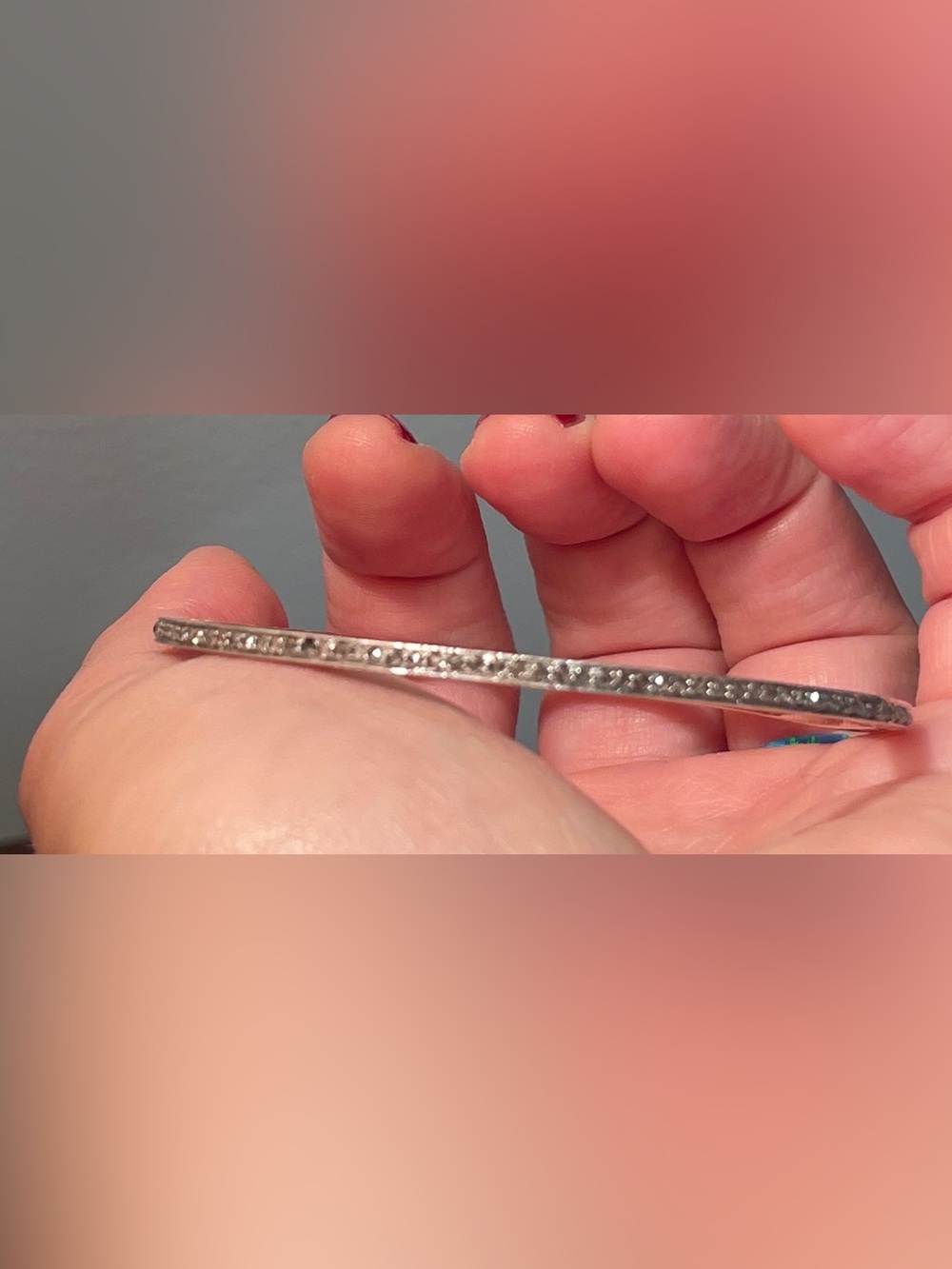 Vintage White Gold Natural Diamond Bangle - Picture 3 of 16